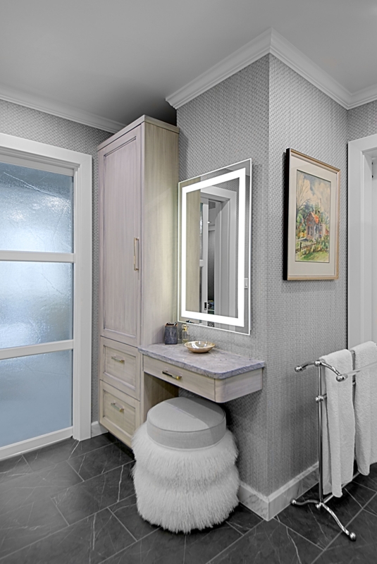 Modern Makeup Vanity with Built-in Storage in Bathroom