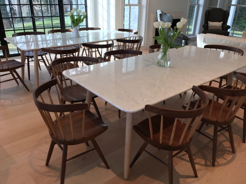 Modern Marble Dining Tables with Wooden Chairs