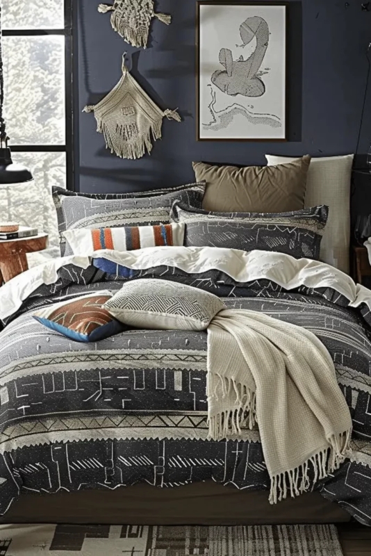 Modern Masculine Bedding with Layered Textures