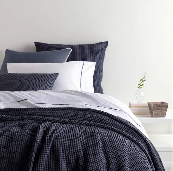 Modern Masculine Bedding with Navy Blue Texture