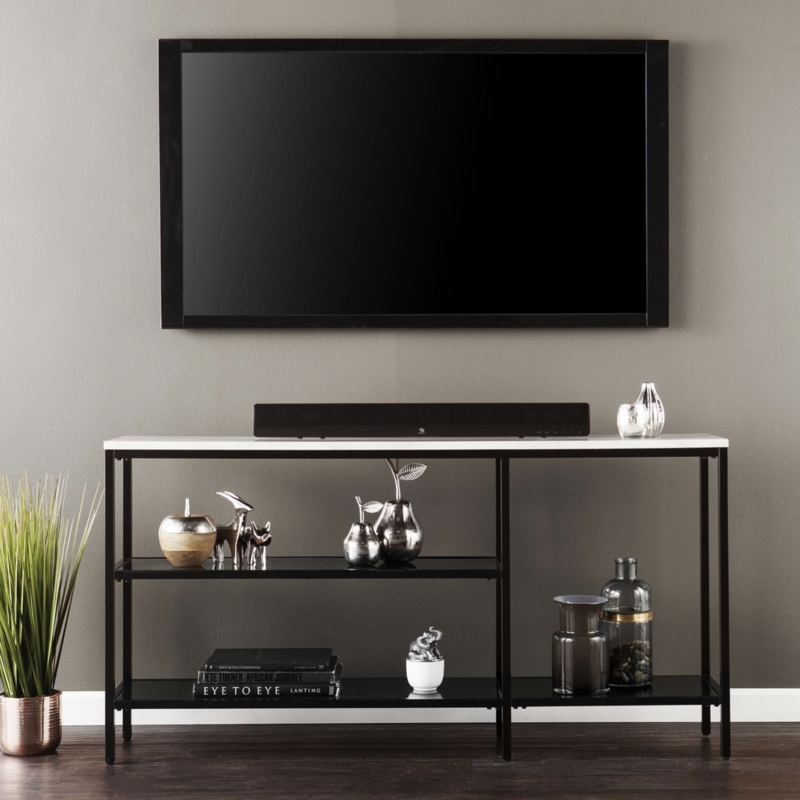 Modern Minimalist Console Table Under Wall TV