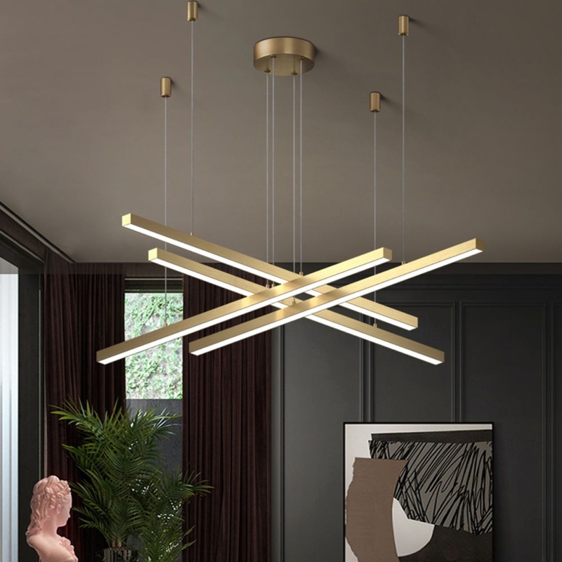 Modern Minimalist Gold Linear Chandelier Lighting