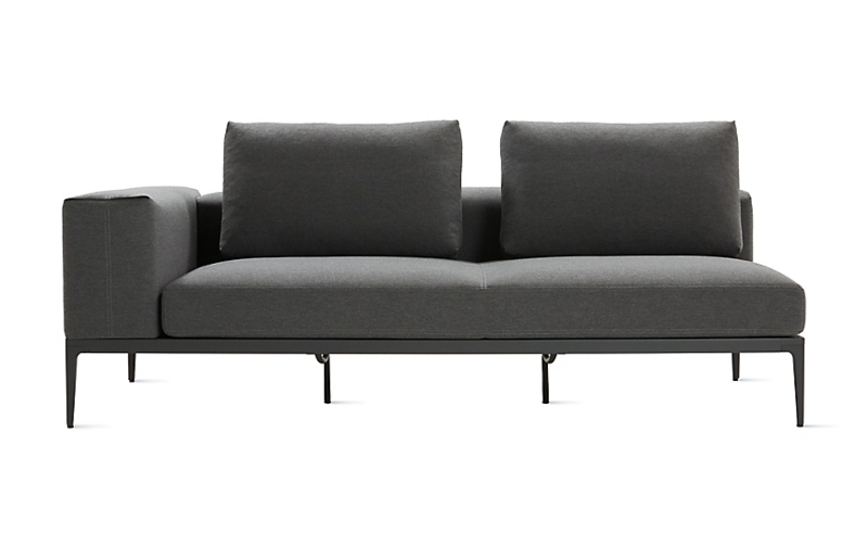 Modern Minimalist Grid One-Arm Sofa in Dark Gray