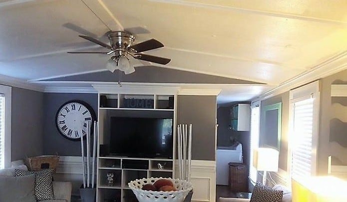 Modern Mobile Home Living Room with Gypsum Ceiling Design