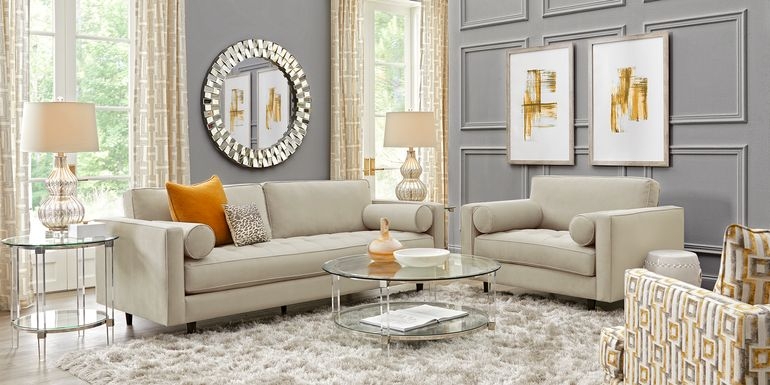 Modern Neutral Living Room with Glass Accents
