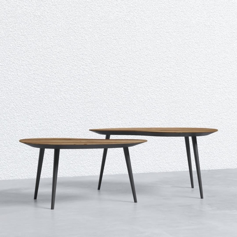 Modern Organic Wood Coffee Tables with Black Legs