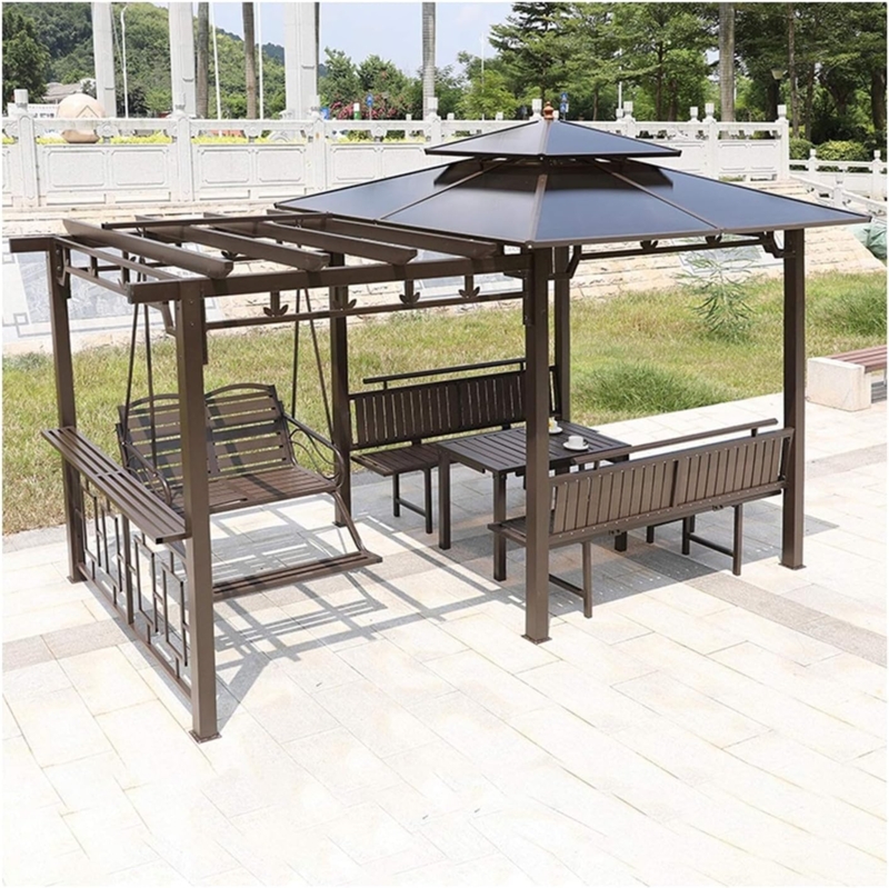 Modern Outdoor Pavilion with Swing and Seating Area