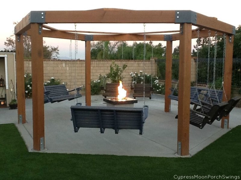 Modern Patio Gazebo with Hanging Porch Swings
