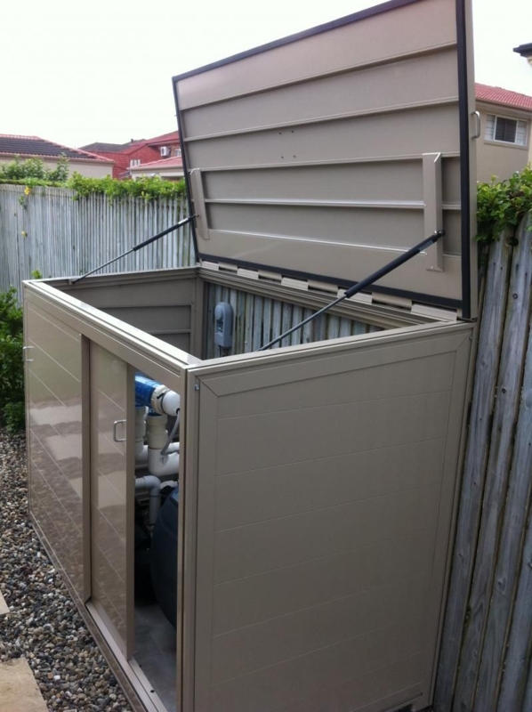 Modern Pool Equipment Enclosure for Backyard Design