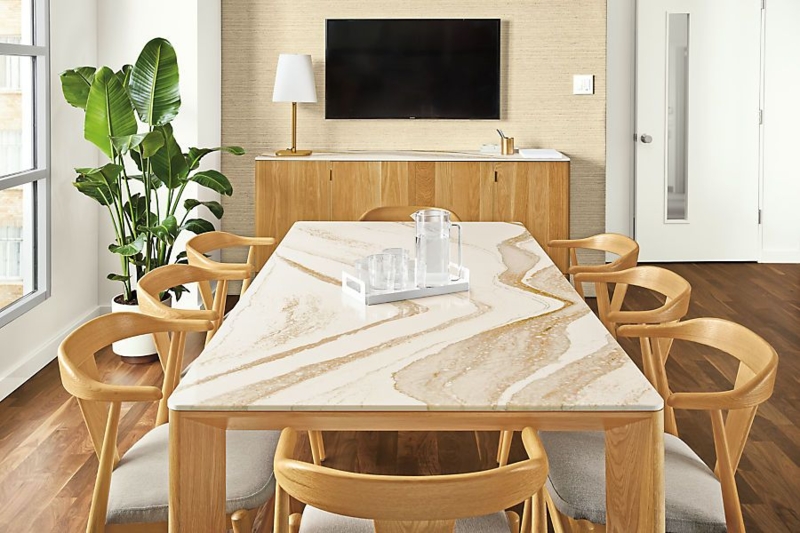 Modern Pren Dining Tables with Cambria Quartz Tops