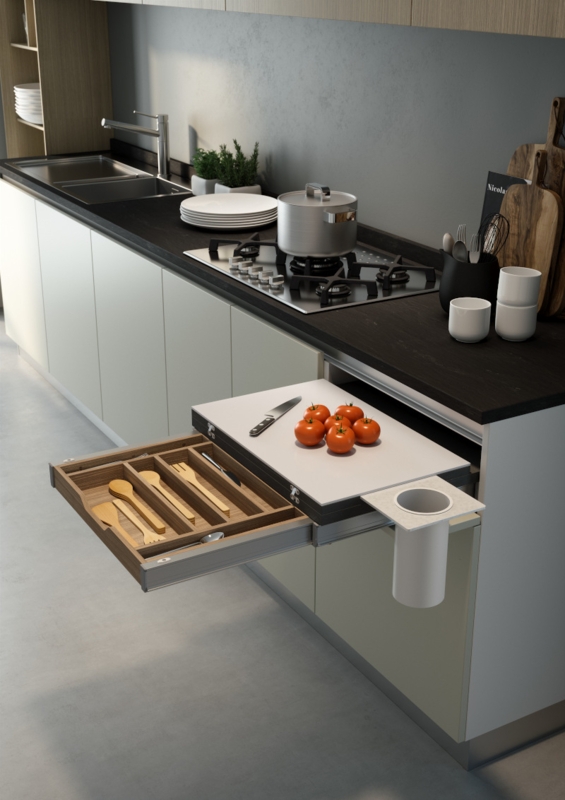 Modern Pull-Out Dining Table and Kitchen Worktop Extension