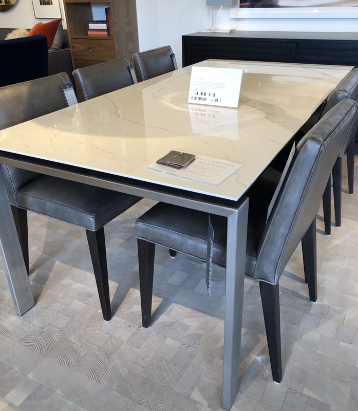 Modern Quartz Dining Table with Leather Chairs