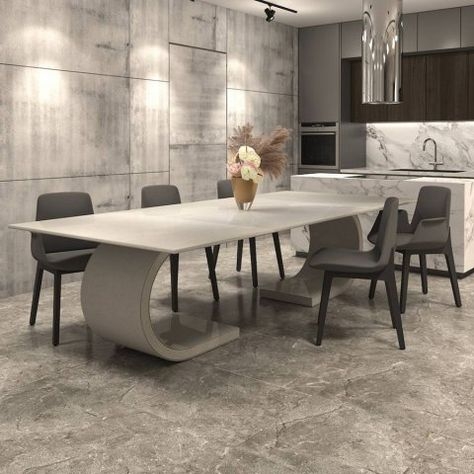 Modern Quartz Dining Table with Sleek Minimalist Chairs