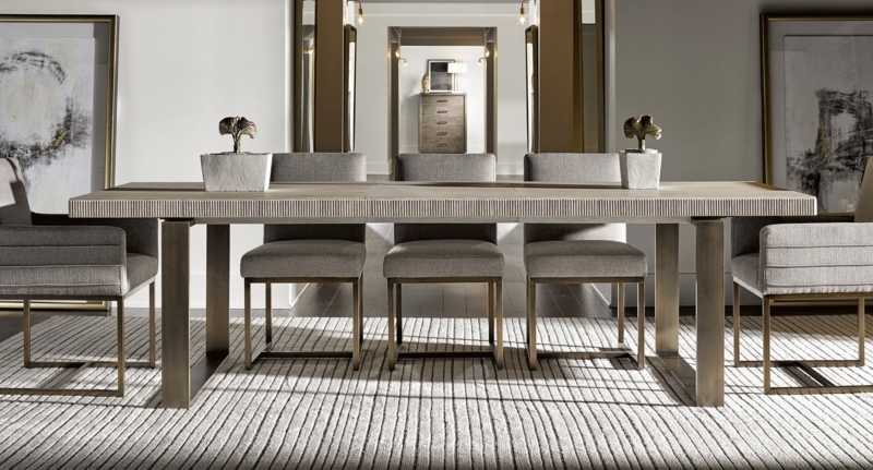 Modern Quartz Rectangular Dining Table with Upholstered Chairs