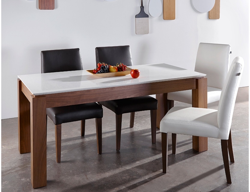 Modern Quartz Top Dining Table with Mixed Chairs