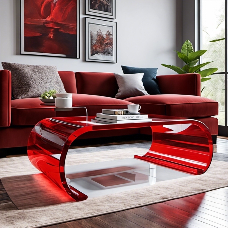 Modern Red Acrylic Coffee Table for Stylish Living Rooms