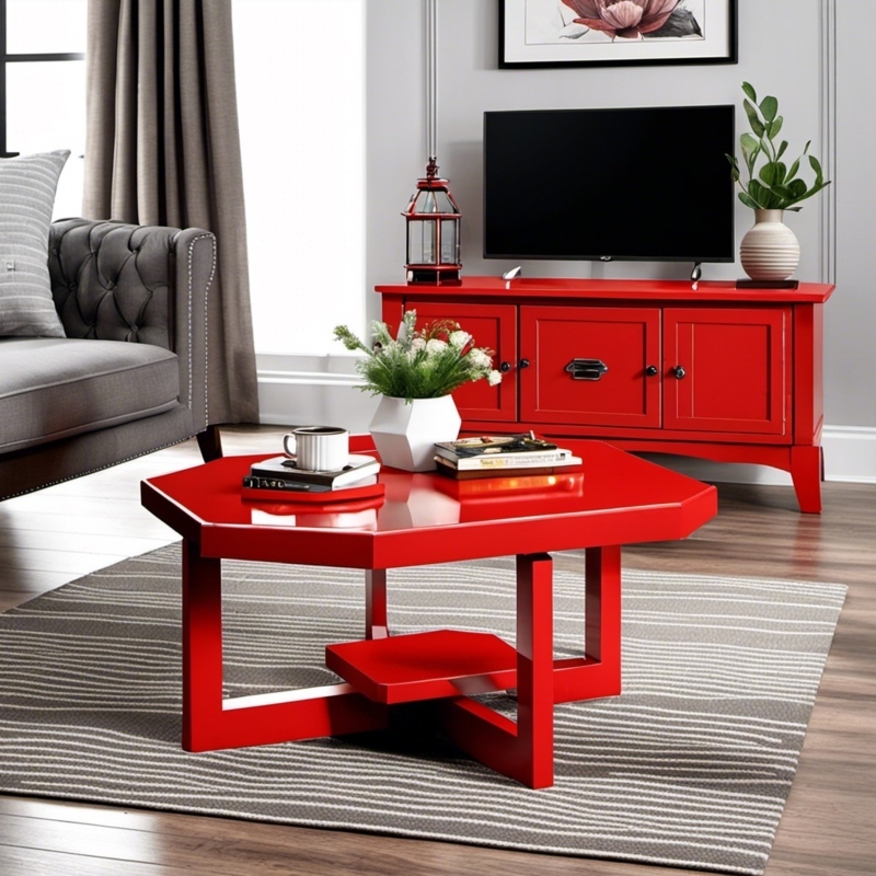 Modern Red Coffee Table and TV Console Design