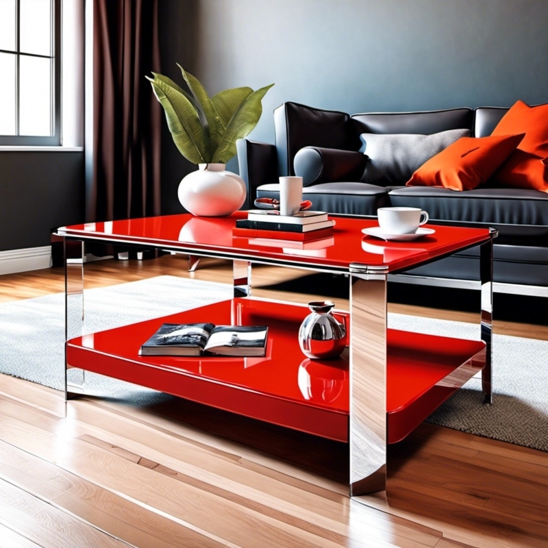 Modern Red Coffee Table in Contemporary Living Room