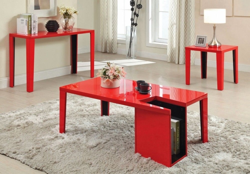 Modern Red Gloss Coffee Tables with Storage