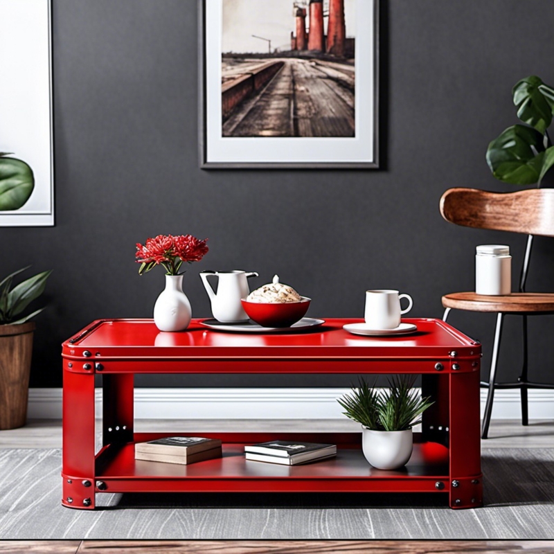 Modern Red Metal Coffee Table for Contemporary Living
