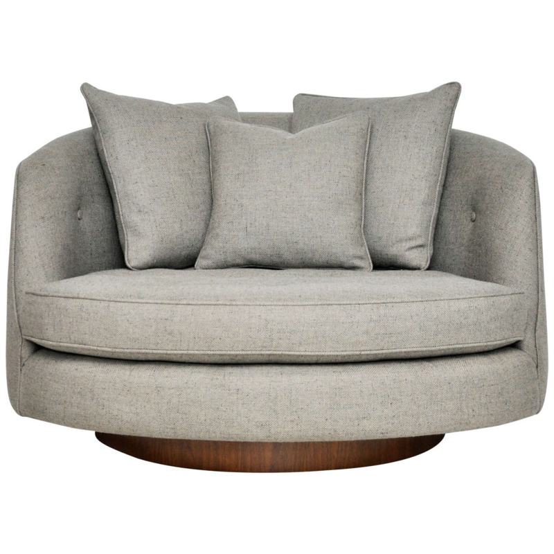 Modern Round Cushioned Cuddle Chair in Gray