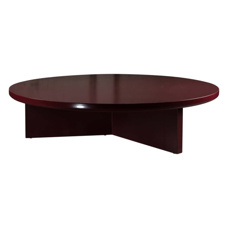 Modern Round Dark Red Wooden Coffee Table