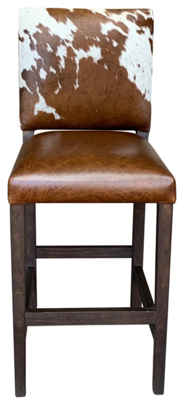 Modern Southwestern Cowhide Counter Stool with Back