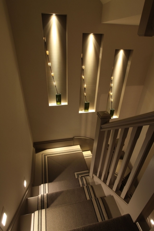 Modern Staircase Lighting with Wall Niches