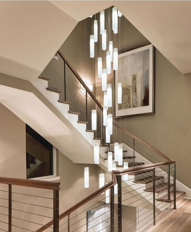Modern Staircase Pendant Lighting Design Ideas