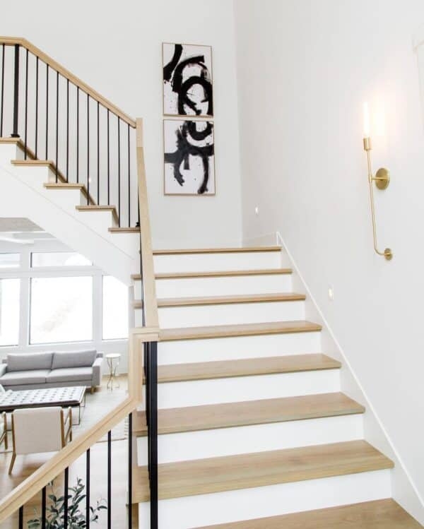 Modern Staircase with Elegant Wall Sconce Lighting