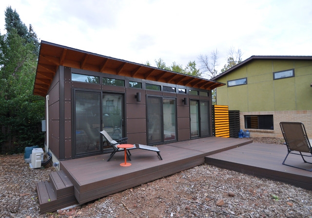 Modern Studio Shed with Bathroom and Outdoor Deck