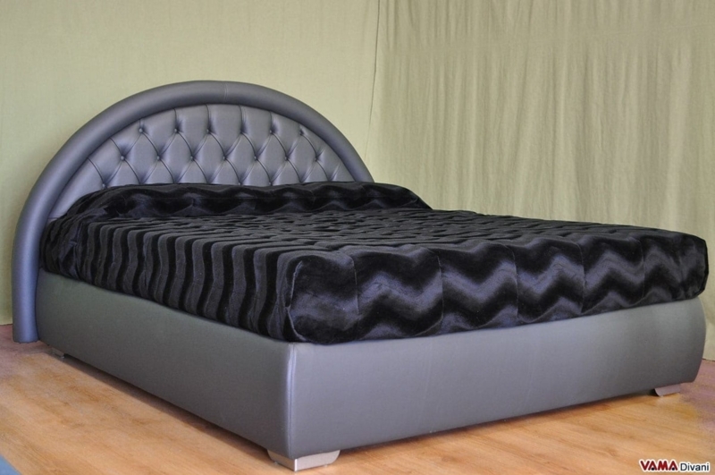 Modern Upholstered Bed with Round Tufted Headboard
