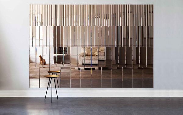 Modern Vertical Mirror Panel Wall Design
