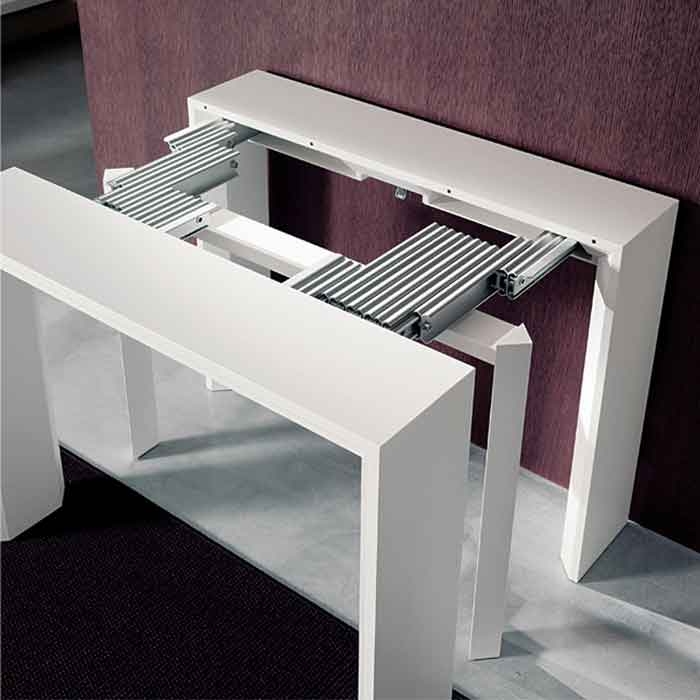 Modern White Expandable Console Dining Table Design