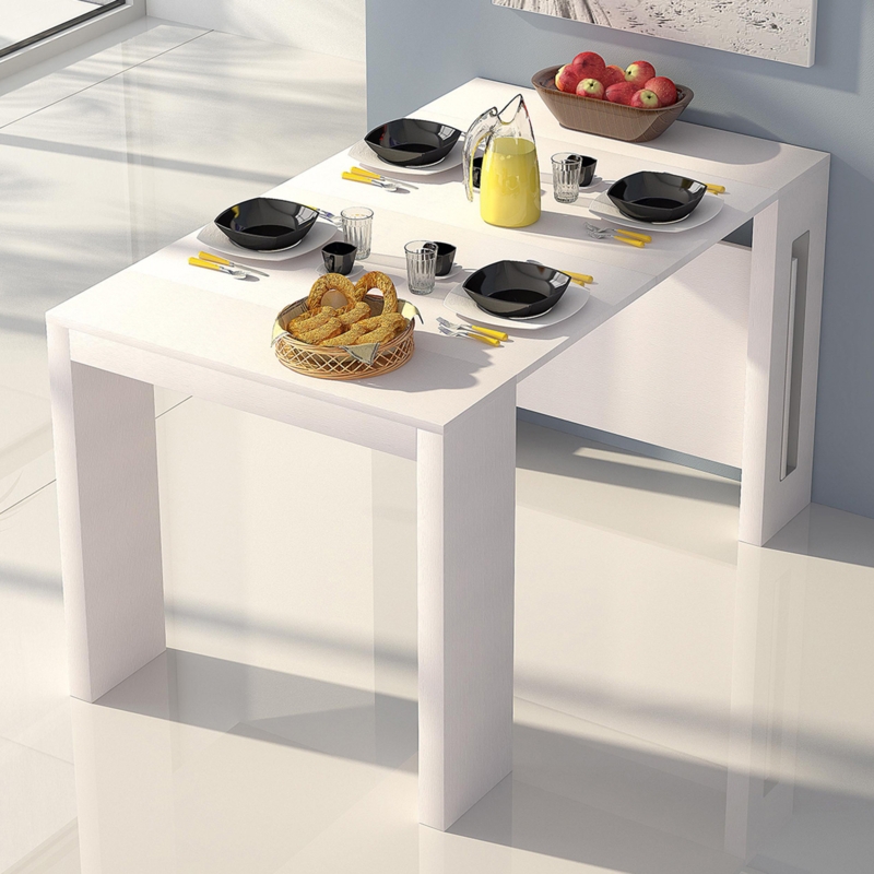 Modern White Extendable Console Dining Table