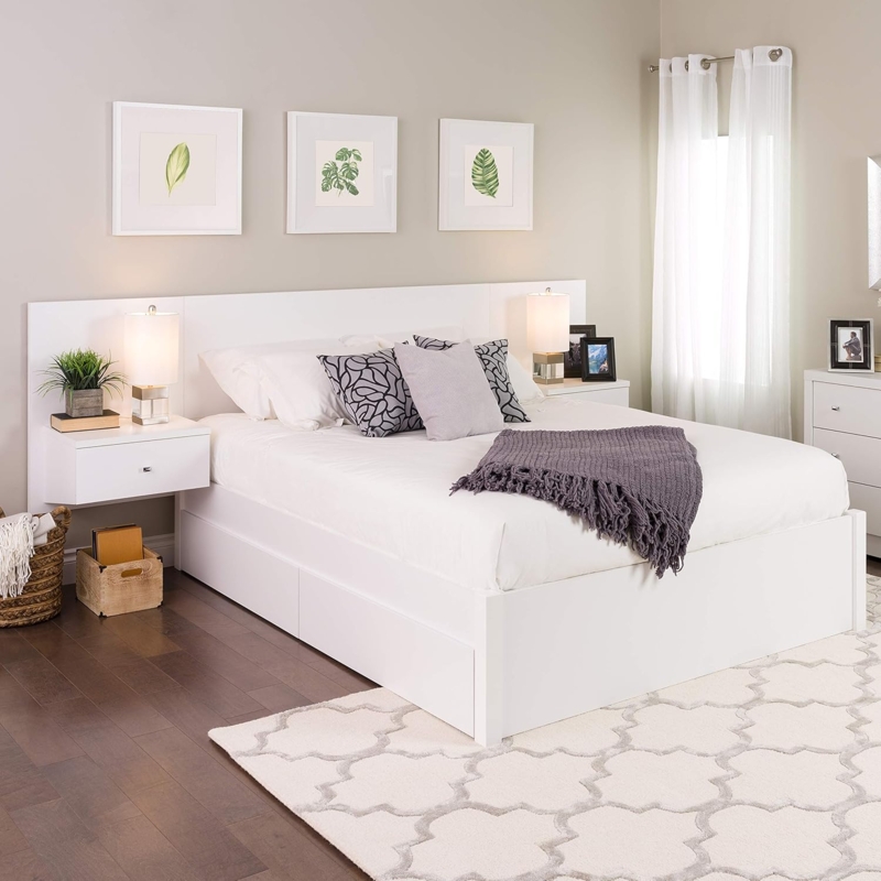Modern White Floating Headboard Minimalist Bedroom
