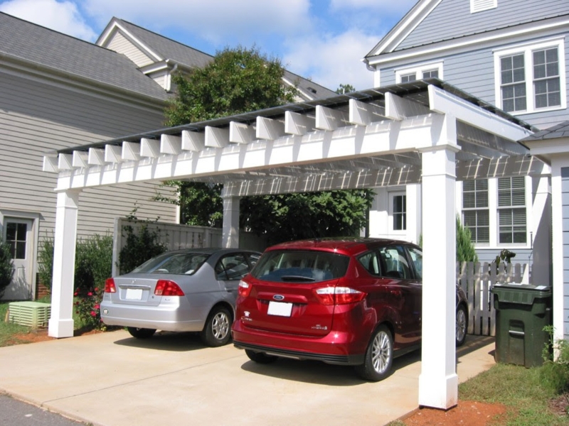 Modern White Pergola Style Double Carport Design