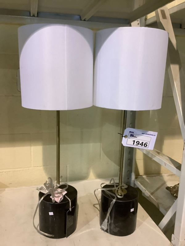 Modern White Shade Table Lamps with Black Base