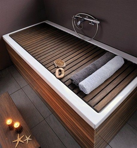 Modern Wooden Bathtub Cover for Spa-like Bathroom