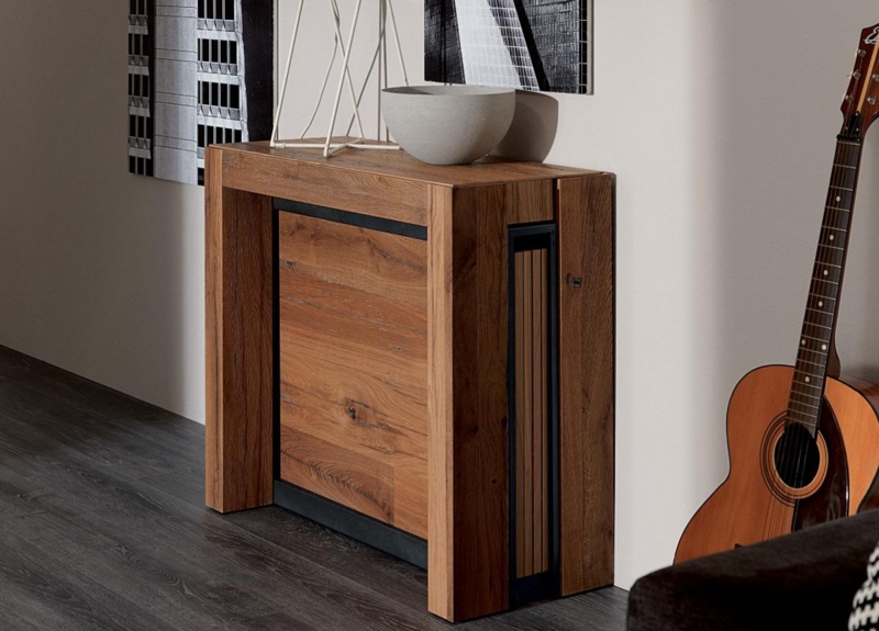 Modern Wooden Console to Dining Table Convertible