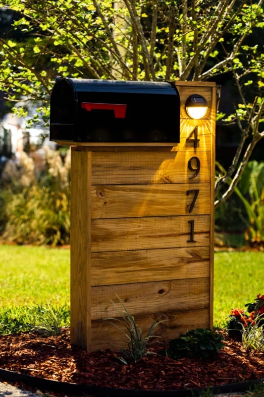 Modern Wooden DIY Mailbox with House Numbers