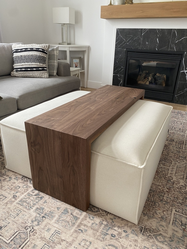 Modern Wooden Ottoman Coffee Table Combination
