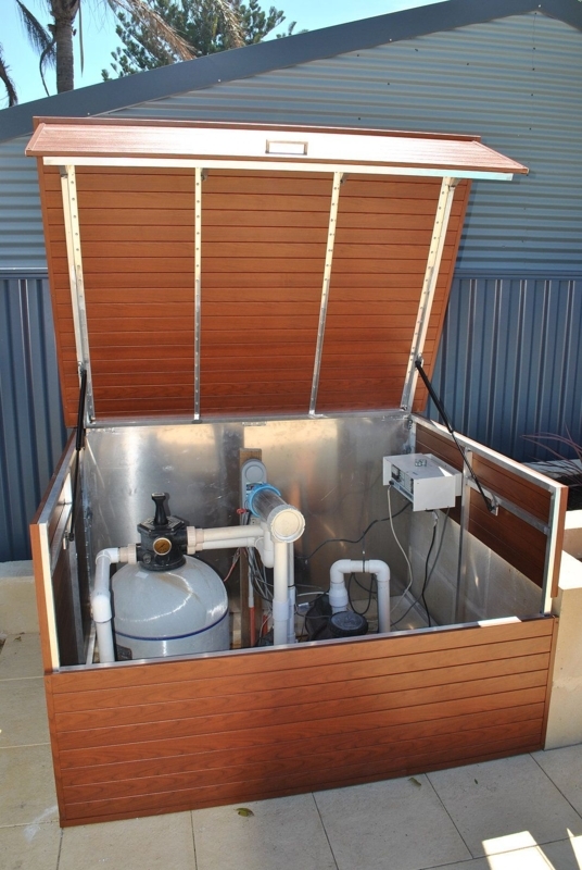 Modern Wooden Pool Equipment Storage Box