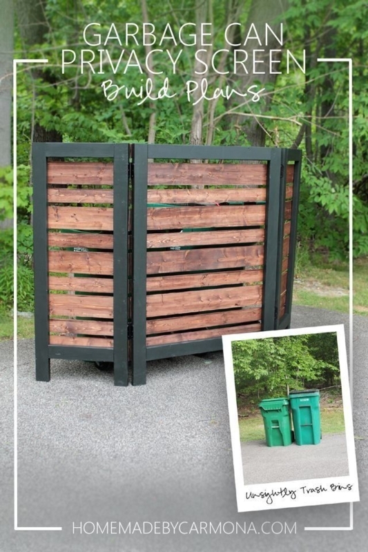Modern Wooden Privacy Screen for Outdoor Garbage Cans