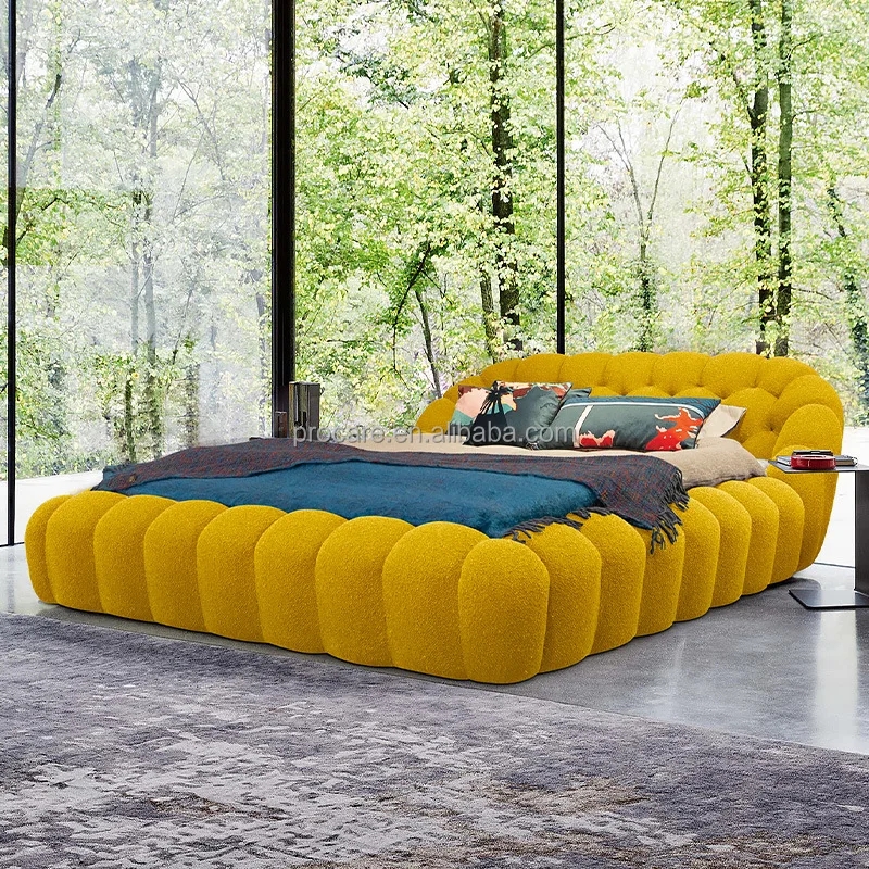 Modern Yellow Bubble Bed with Nature View