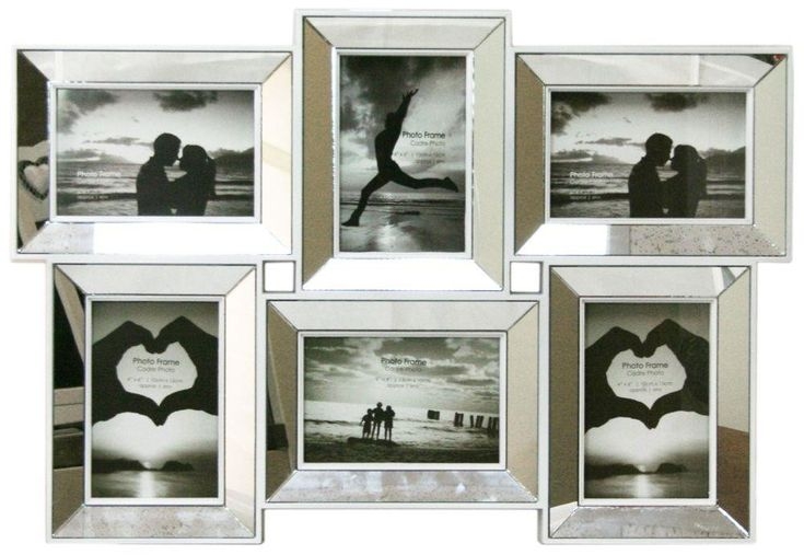Multi Aperture Mirrored Photo Frame for 6 Photos