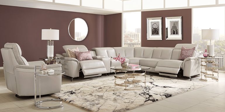 Naples Modern Gray Leather Living Room Set