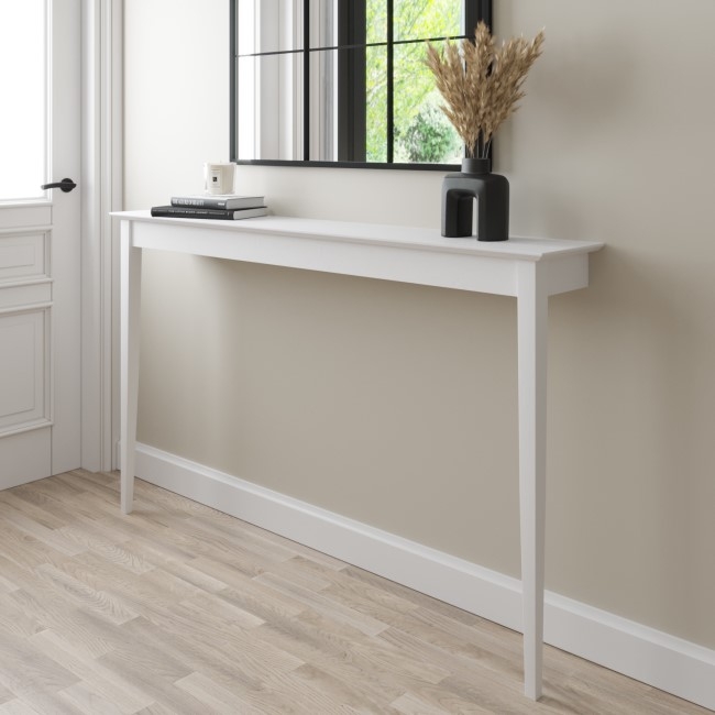 Narrow White Wall-Mounted Console Table for Small Spaces