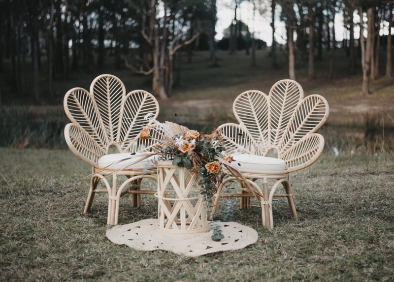 Natural Bamboo Rattan Flower Chairs for Outdoor Decor