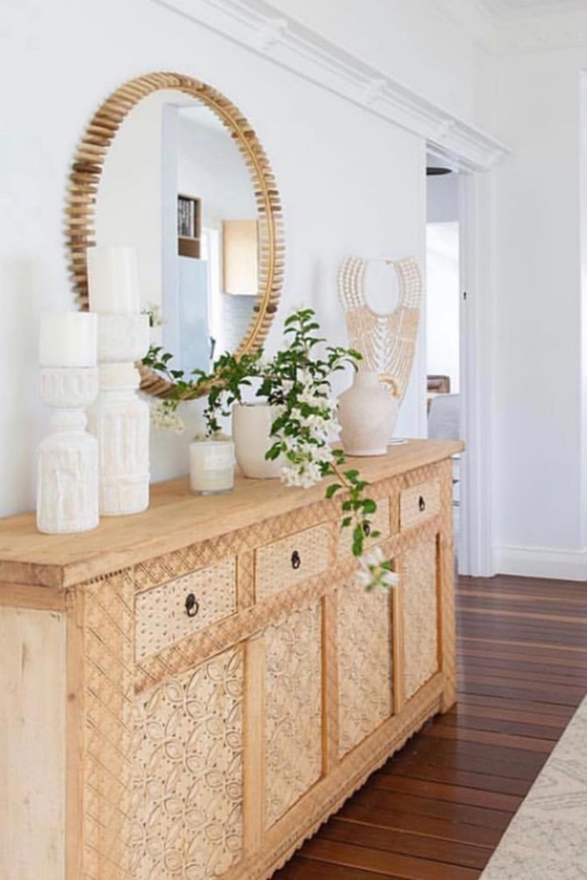 Natural Coastal Style Wooden Console Table Decor